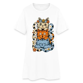 Cat Totem - Women’s T-Shirt Dress - white - Front