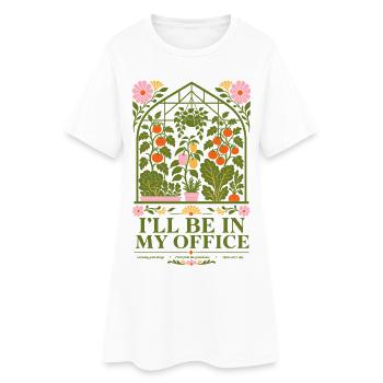Ich bin in meinem Büro beim Bio-Gärtnern - Frauen T-Shirt-Kleid - Weiß - Vorne