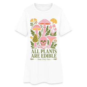 Alle Pflanzen sind essbare, biologische Gärtnerungen - Frauen T-Shirt-Kleid - Weiß - Vorne