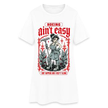 Houer n’est pas facile La terre s’installe Jardiner - Robe T-shirt Femme - blanc - Devant