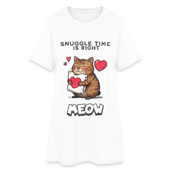 Snuggle Time Is Right Meow Katze Kuscheln Geschenk - Frauen T-Shirt-Kleid - Weiß - Vorne