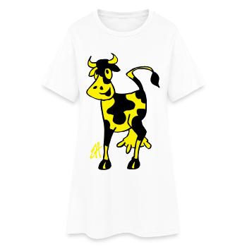 Vache - Robe T-shirt Femme - blanc - Devant