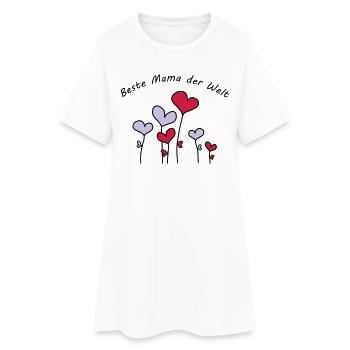 Beste Mama der Welt Herzblumen bunt Vektor - Frauen T-Shirt-Kleid - Weiß - Vorne