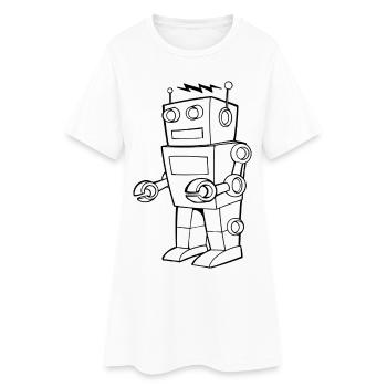 Roboter Vintage Skizze Design - Frauen T-Shirt-Kleid - Weiß - Vorne