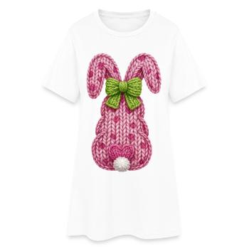 Osterhase von hinten mit Schleife Faux Yarn Ostern - Frauen T-Shirt-Kleid - Weiß - Vorne
