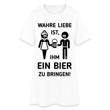 Wahre Liebe Ist, Ihm Ein Bier Zu Bringen! (1C) - Frauen T-Shirt-Kleid - Weiß - Vorne