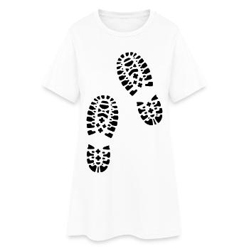 Bottes de randonnée, empreintes de pas - Robe T-shirt Femme - blanc - Devant