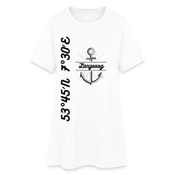 Koordinaten Motiv Insel Langeoog - Frauen T-Shirt-Kleid - Weiß - Vorne