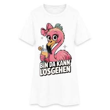 Motif de slogan flamant rose Bin da peut commencer - Robe T-shirt Femme - blanc - Devant
