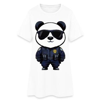 Police Pandas - Robe T-shirt Femme - blanc - Devant