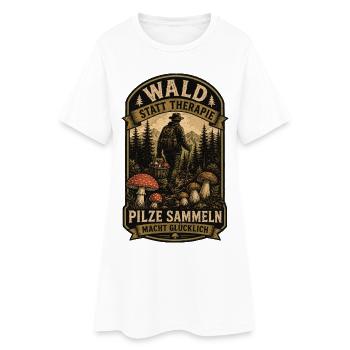 Wald Statt Therapie Pilze Shirt - Frauen T-Shirt-Kleid - Weiß - Vorne