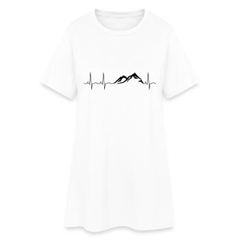 EKG Berg - Frauen T-Shirt-Kleid - Weiß - Vorne