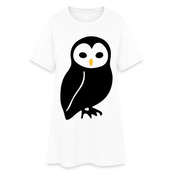 Eule - Frauen T-Shirt-Kleid - Weiß - Vorne