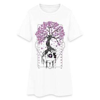 Nach dem Leben - Frauen T-Shirt-Kleid - Weiß - Vorne