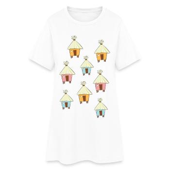 Strandhütte - Frauen T-Shirt-Kleid - Weiß - Vorne