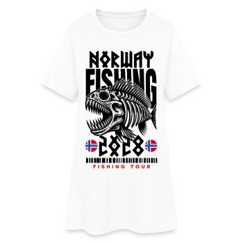 Pêche en Norvège 2028 - Robe T-shirt Femme - blanc - Devant