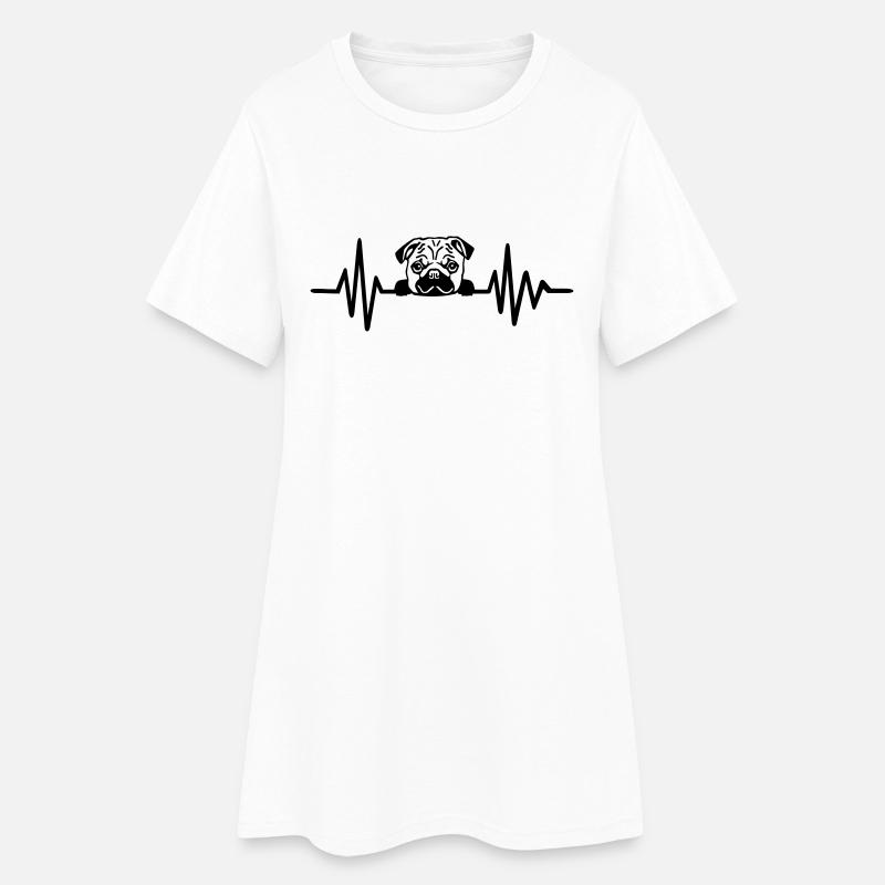 Mops - Frauen T-Shirt-Kleid - Weiß