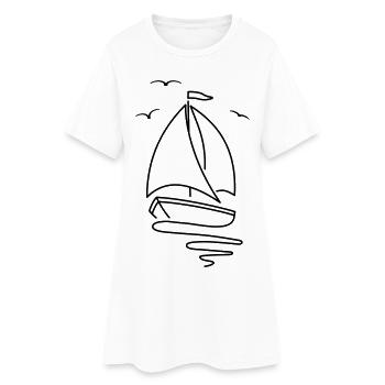 Segelboot mit zwei Segeln und einer Flagge oben. - Frauen T-Shirt-Kleid - Weiß - Vorne