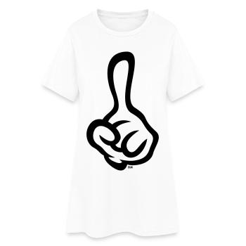 Index levé (doigt / main gauche / 2C) - Robe T-shirt Femme - blanc - Devant