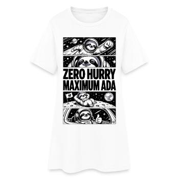 Zero Hurry Maximum Nada – Weltraumfaultier - Frauen T-Shirt-Kleid - Weiß - Vorne