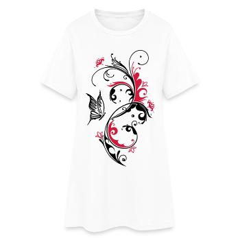 Beau motif floral abstrait avec un grand papillon. - Robe T-shirt Femme - blanc - Devant