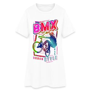 Retro Bmx in Colorful & Colorful - Bmx Cycling - Women’s T-Shirt Dress - white - Front