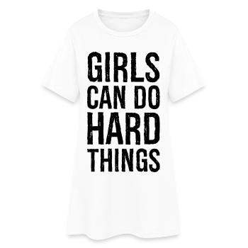 Les filles peuvent faire des choses difficiles - Robe T-shirt Femme - blanc - Devant