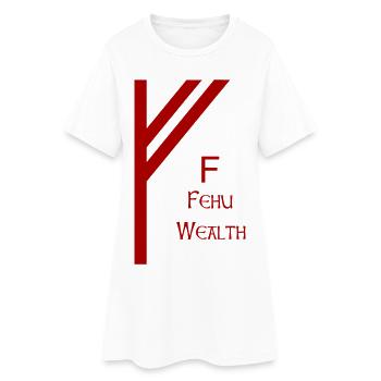 Fehu Rune Complete Red – Viking Futhark Norse - Robe T-shirt Femme - blanc - Devant