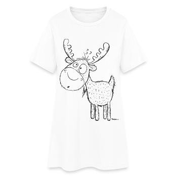 Lustiger Elch - Elche - Hirsch - Reh - Geschenk - Frauen T-Shirt-Kleid - Weiß - Vorne