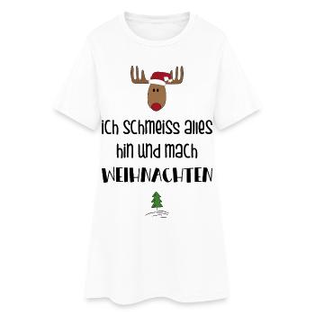 Lustige Geschenkidee zu Weihnachten - Frauen T-Shirt-Kleid - Weiß - Vorne