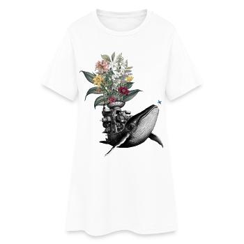 Félicitations – Grenouille, Baleine, Fleurs - Robe T-shirt Femme - blanc - Devant