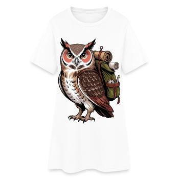 Waldabenteuer Eulenruf - Frauen T-Shirt-Kleid - Weiß - Vorne