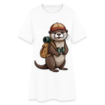 Otter im Trekkinglook - Frauen T-Shirt-Kleid - Weiß - Vorne