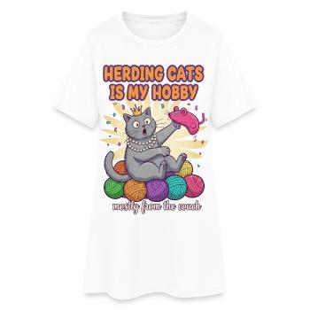 Garder des chats est mon passe-temps – design de chat drôle - Robe T-shirt Femme - blanc - Devant