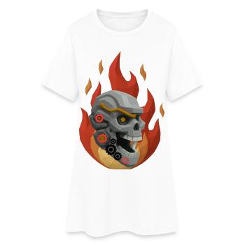 T-shirt Metal Skull avec engrenages. - Robe T-shirt Femme - blanc - Devant