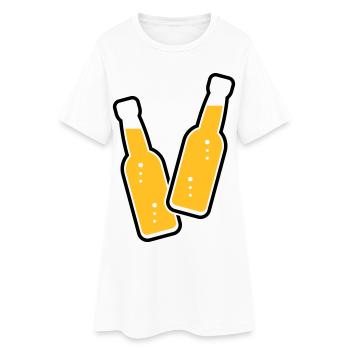 2 Flaschen Stoßen An (Bier / Limonade / POS 2C) - Frauen T-Shirt-Kleid - Weiß - Vorne