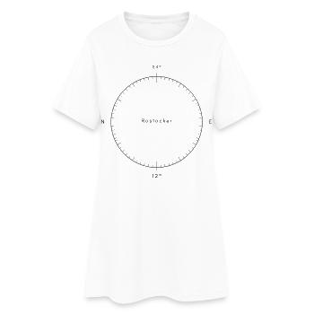 Rostocker Kompass 54° Koordinaten Shirt - Frauen T-Shirt-Kleid - Weiß - Vorne