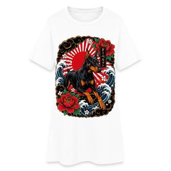 Dobermann im japanischen Irezumi Tattoo Stil - Frauen T-Shirt-Kleid - Weiß - Vorne