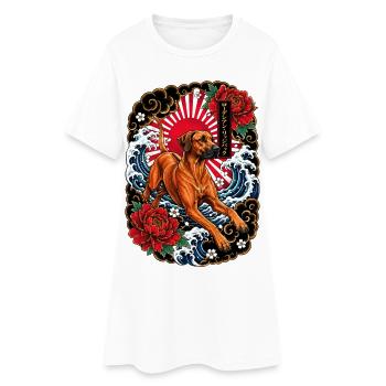 Rhodesian Ridgeback im Japan Tattoo Stil - Frauen T-Shirt-Kleid - Weiß - Vorne