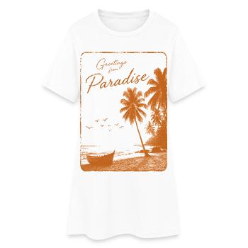 Grüße aus dem Paradies - Frauen T-Shirt-Kleid - Weiß - Vorne