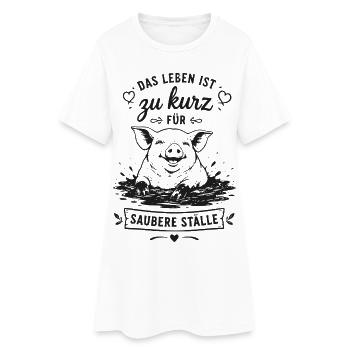 Zu kurz fürs saubere Ställe - Frauen T-Shirt-Kleid - Weiß - Vorne