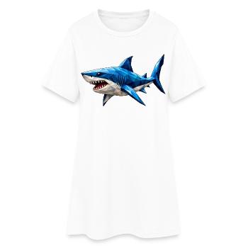 Requin low poly - Robe T-shirt Femme - blanc - Devant