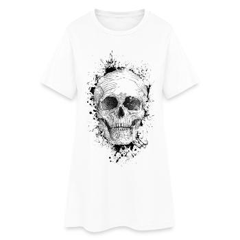 Schädel - Frauen T-Shirt-Kleid - Weiß - Vorne