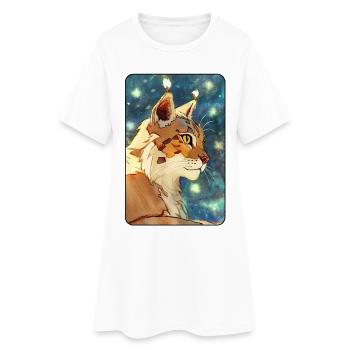 Luchs im Profil - Frauen T-Shirt-Kleid - Weiß - Vorne