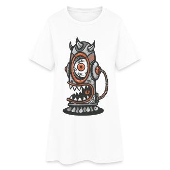 Monstre mécanique à l’œil orange - Robe T-shirt Femme - blanc - Devant