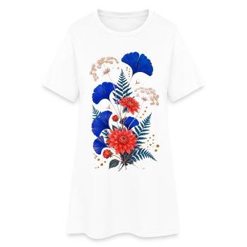 Bouquet de ginkgo corail - Robe T-shirt Femme - blanc - Devant