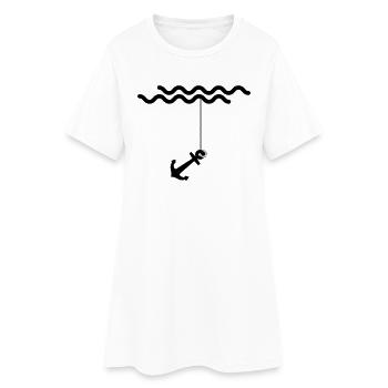 Anker - Frauen T-Shirt-Kleid - Weiß - Vorne