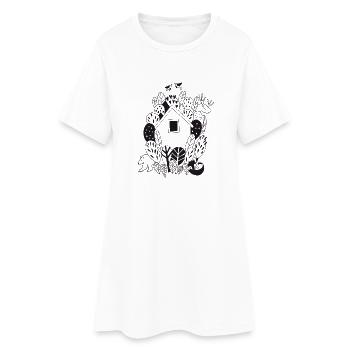 Haus und Tiere im Wald Naturliebe Geschenk - Frauen T-Shirt-Kleid - Weiß - Vorne