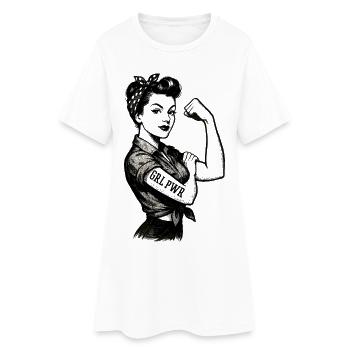 Strong Woman GRL PWR Rockabilly Biceps Arm Gift - Women’s T-Shirt Dress - white - Front