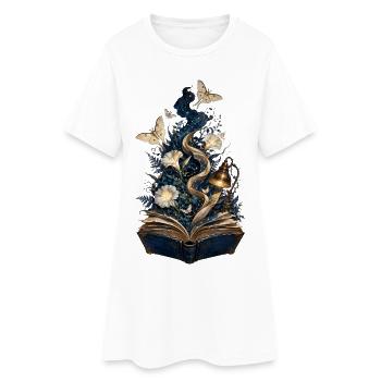 Livre des Nuits Étoilées et Fleurs - Robe T-shirt Femme - blanc - Devant
